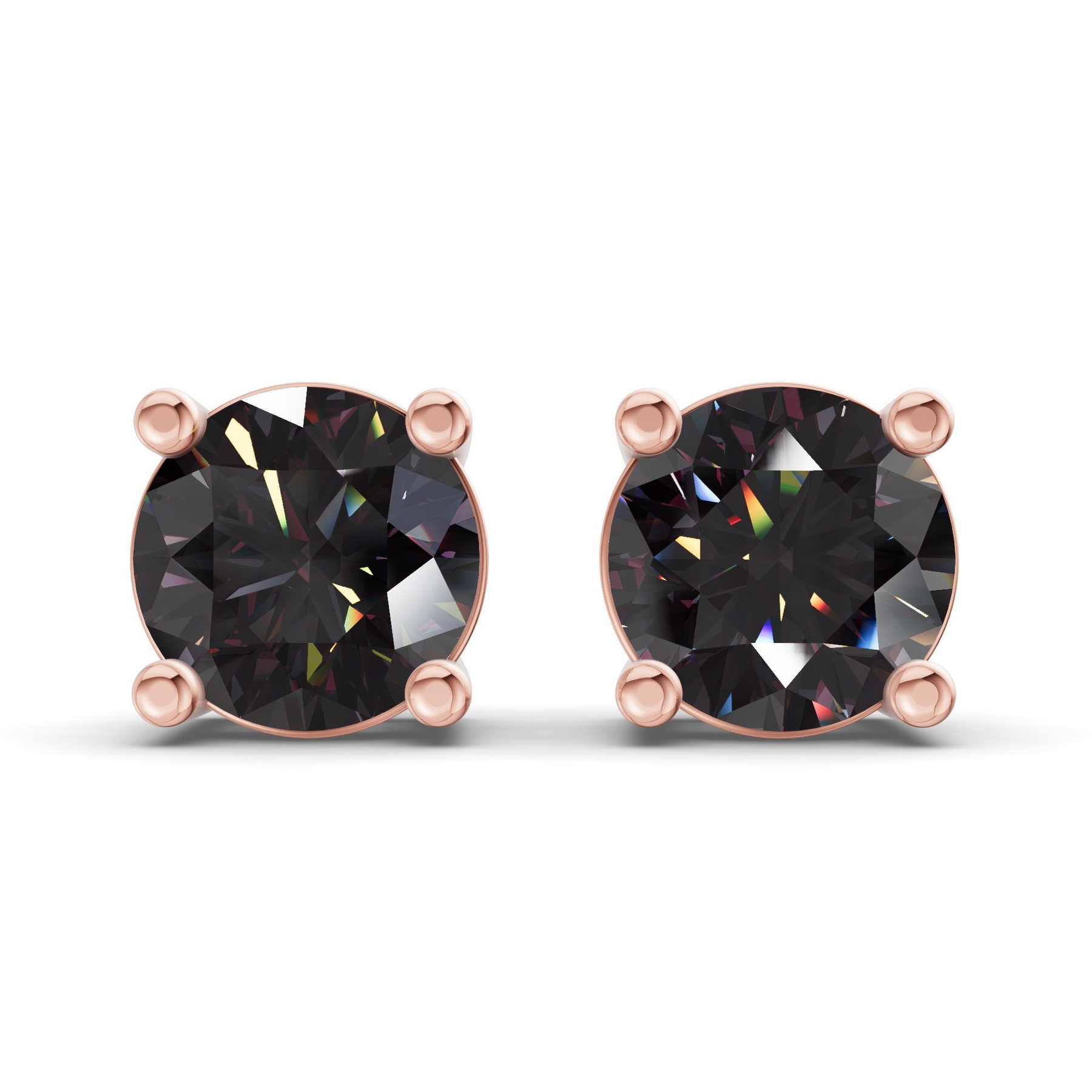 10kt Rose Gold Four Prong Round Lab Diamond Stud Earrings (1 Ct. Tw.) front image