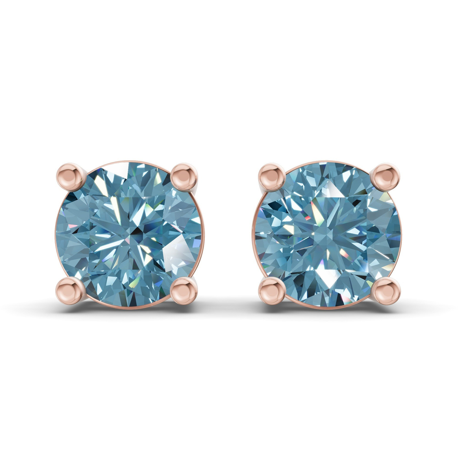 14kt Rose Gold Four Prong Round Lab Diamond Stud Earrings (1 Ct. Tw.) front image