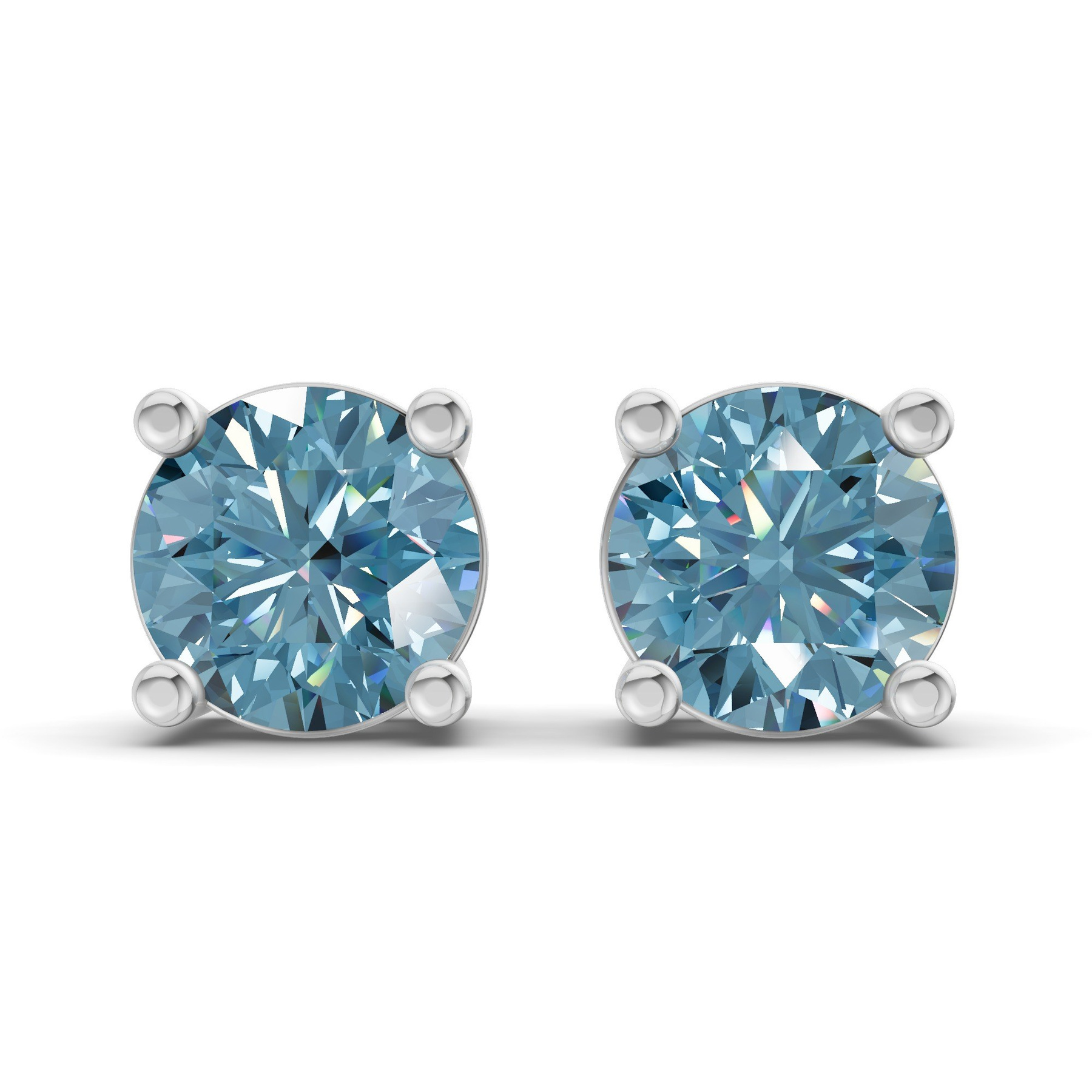 9ct White Gold Four Prong Round Lab Diamond Stud Earrings (1 Ct. Tw.) front image