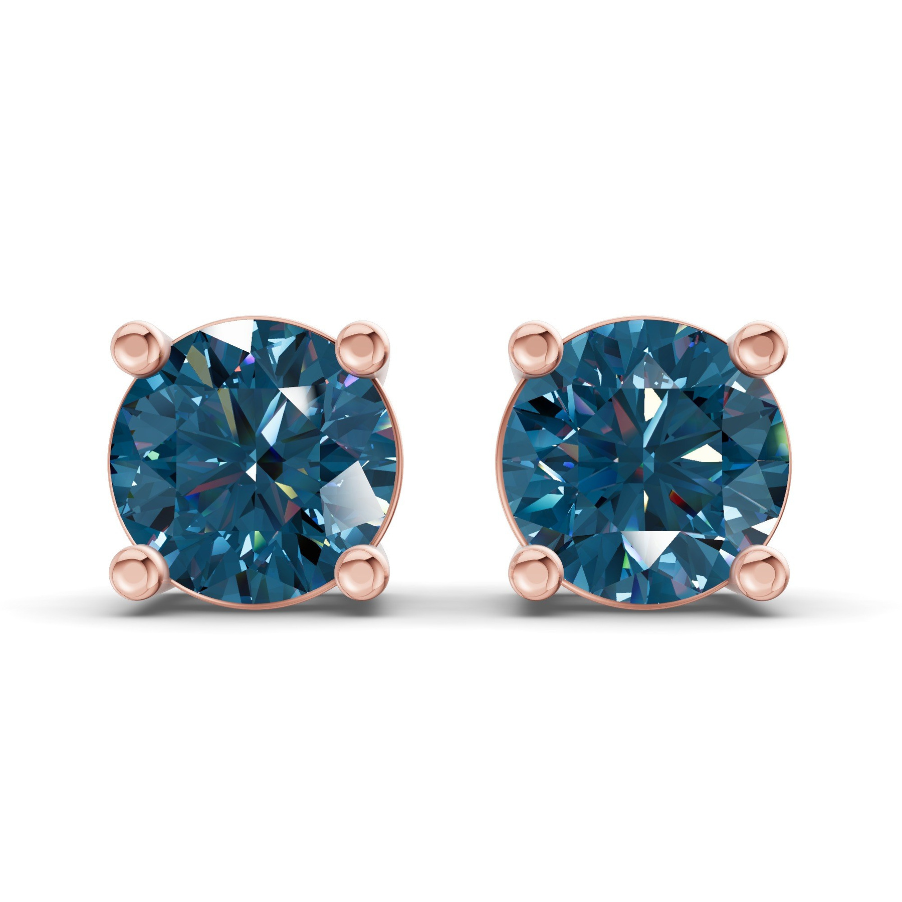 14kt Rose Gold Four Prong Round Lab Diamond Stud Earrings (1 Ct. Tw.) front image