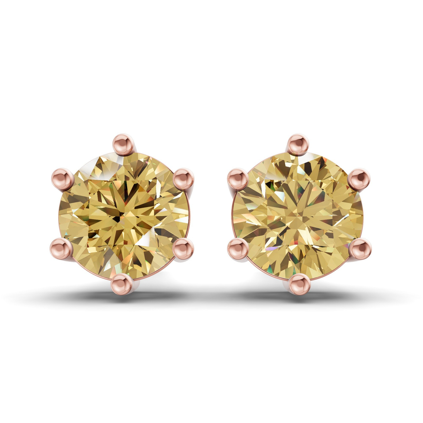 10kt Rose Gold Six Prong Round Lab Diamond Stud Earrings (1 Ct. Tw.) front image
