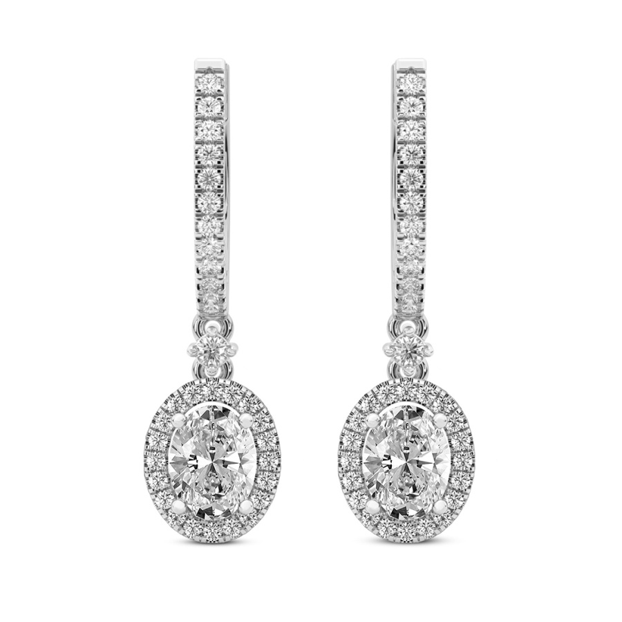 10kt White Gold Lyra Halo Lab Diamond Earrings front image
