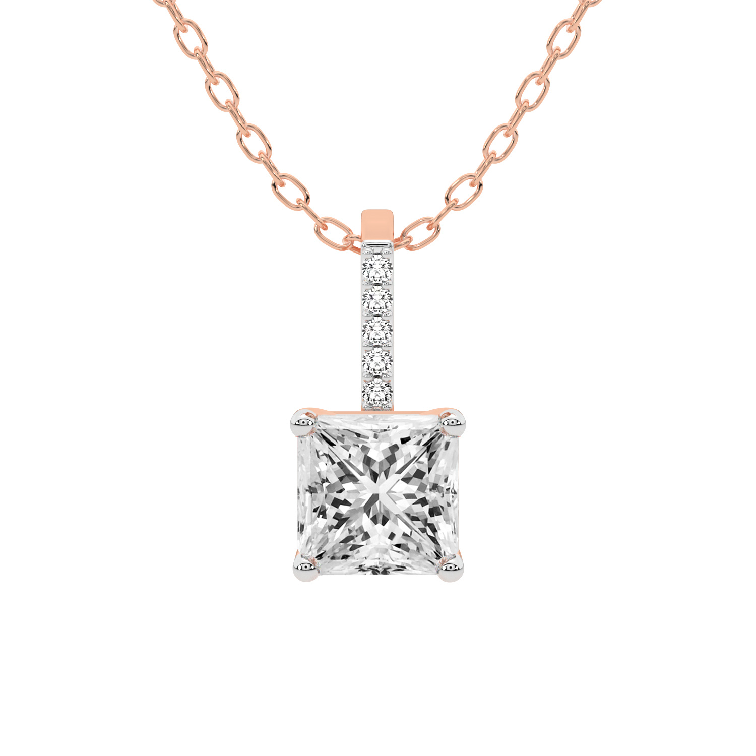10kt Rose Gold Lucida Four Prong Lab Grown Diamond Pendant front image