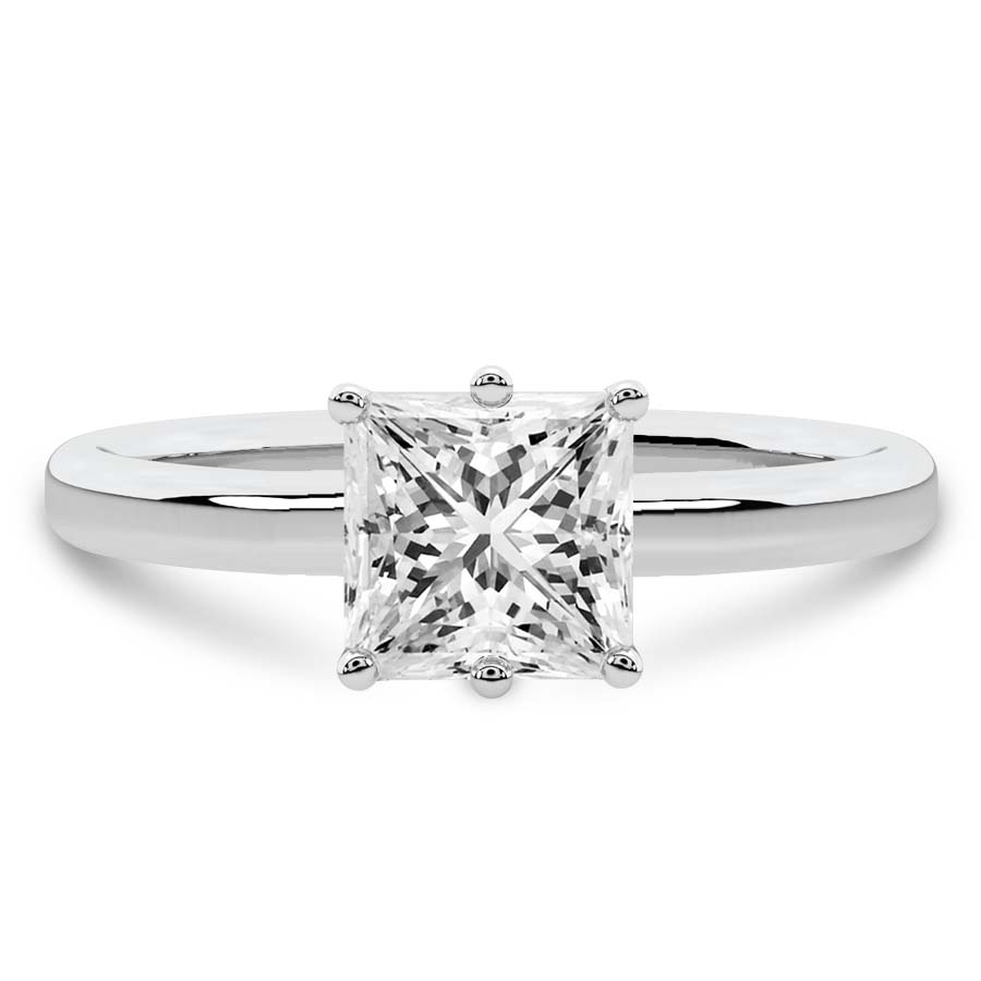 10kt White Gold Six Prong Solitaire 2mm Lab Diamond Ring front image