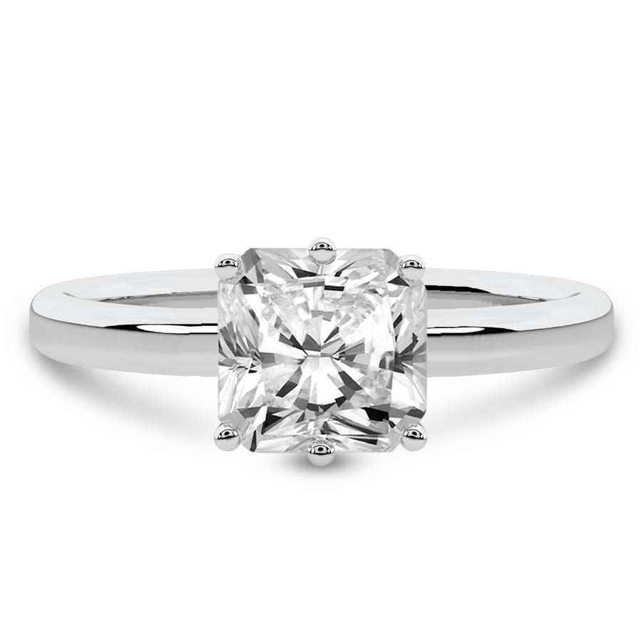 10kt White Gold Six Prong Solitaire 2mm Lab Diamond Ring front image