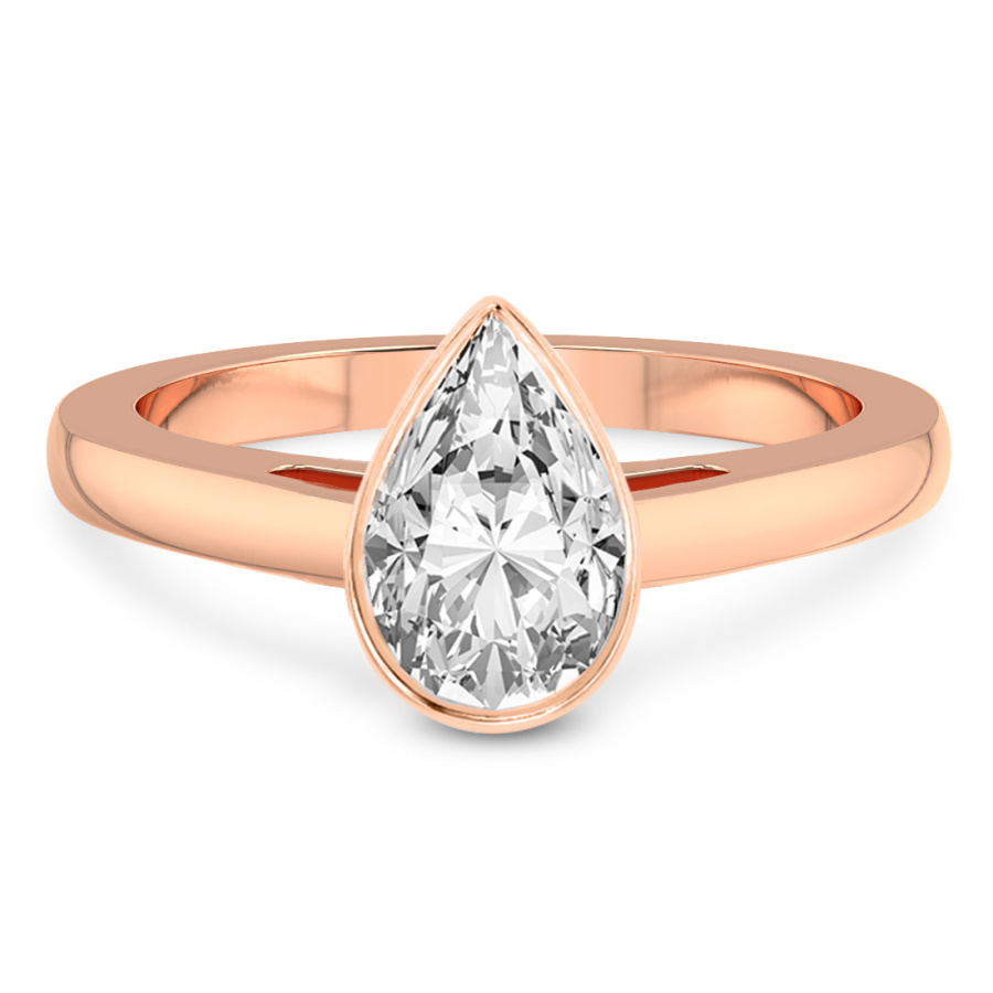 10kt Rose Gold Bezel Set Solitaire Lab Diamond Ring front image