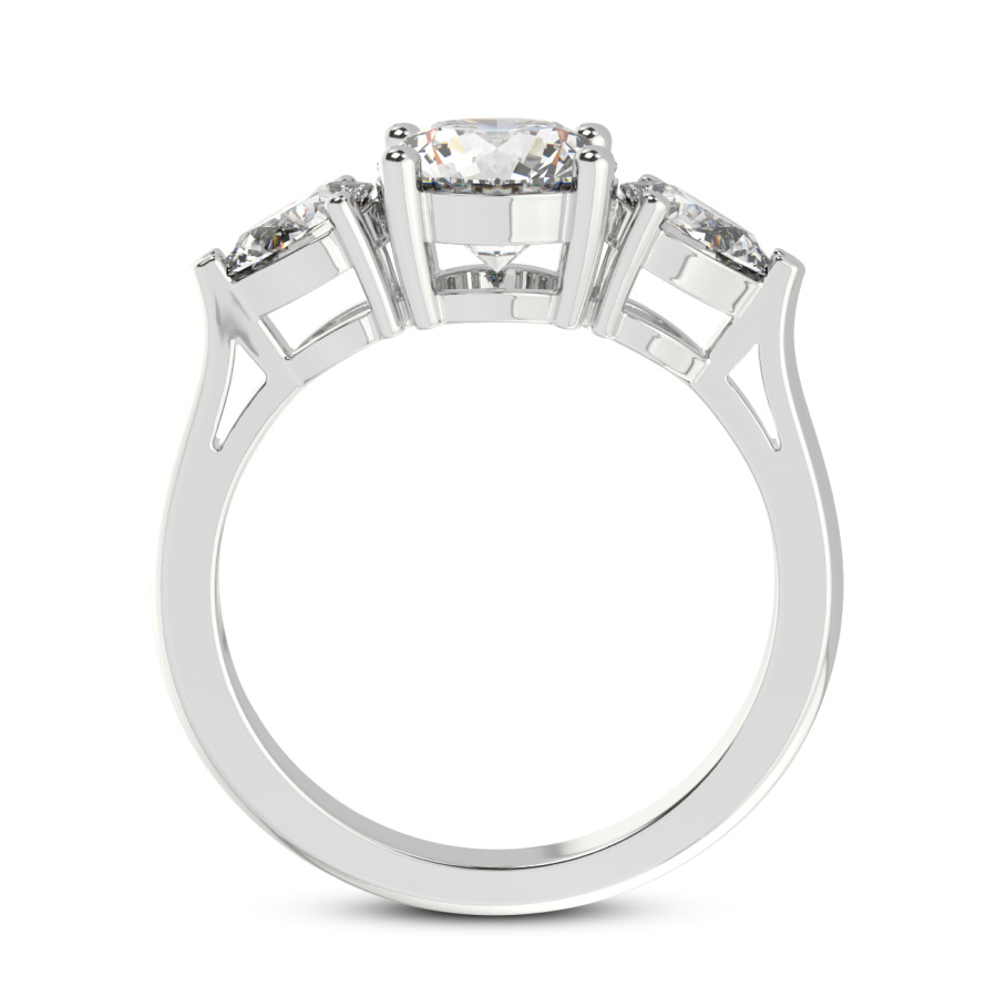 10kt White Gold Della Three stone Side Pear Lab Diamond Ring side right image one