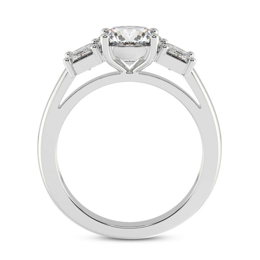 10kt White Gold Lauren Three stone Side Emerald Lab Diamond Ring side right image one