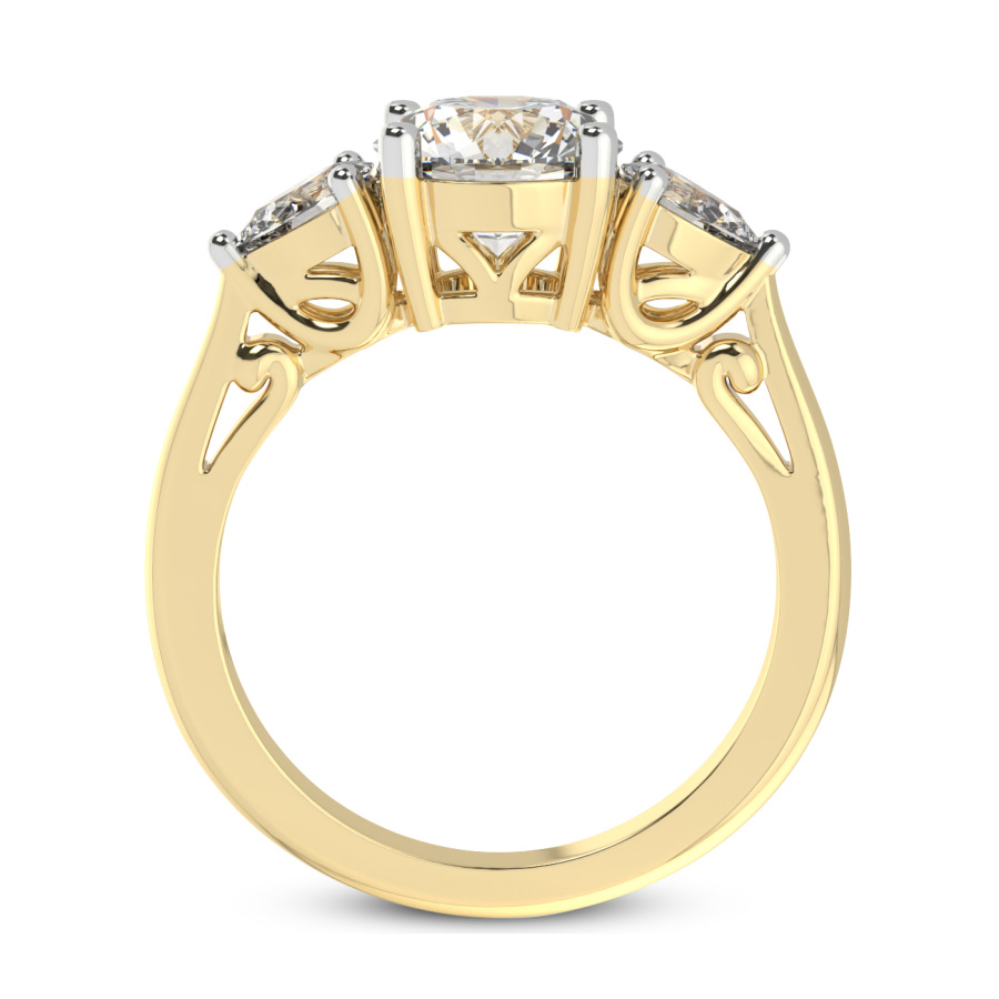 10kt Yellow Gold Leona Three stone Side Pear Lab Diamond Ring side right image one