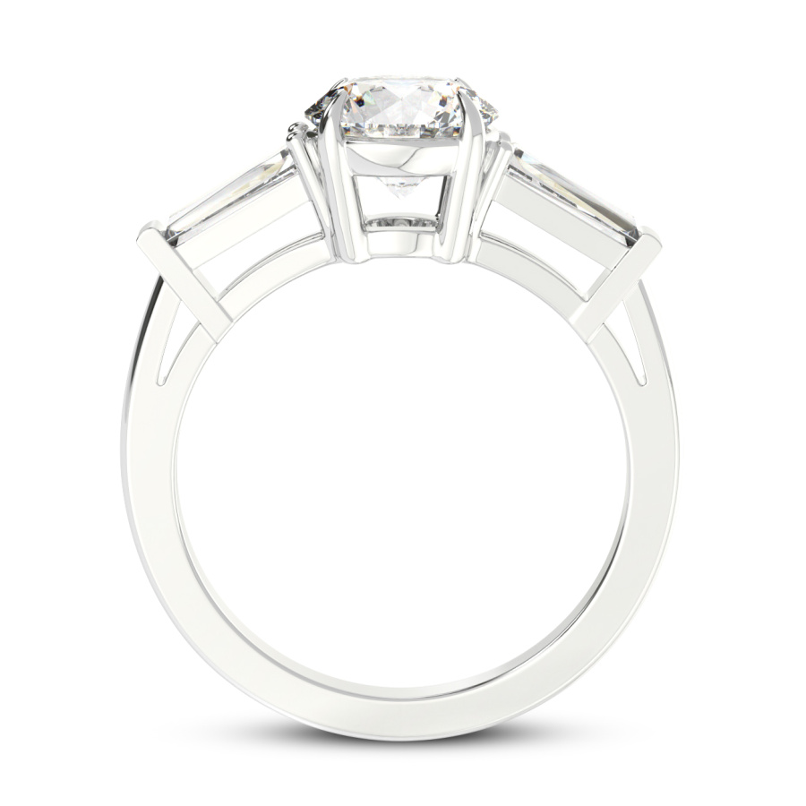Platinum Madison Three Stone Side Baguette Lab Diamond Ring side right image one