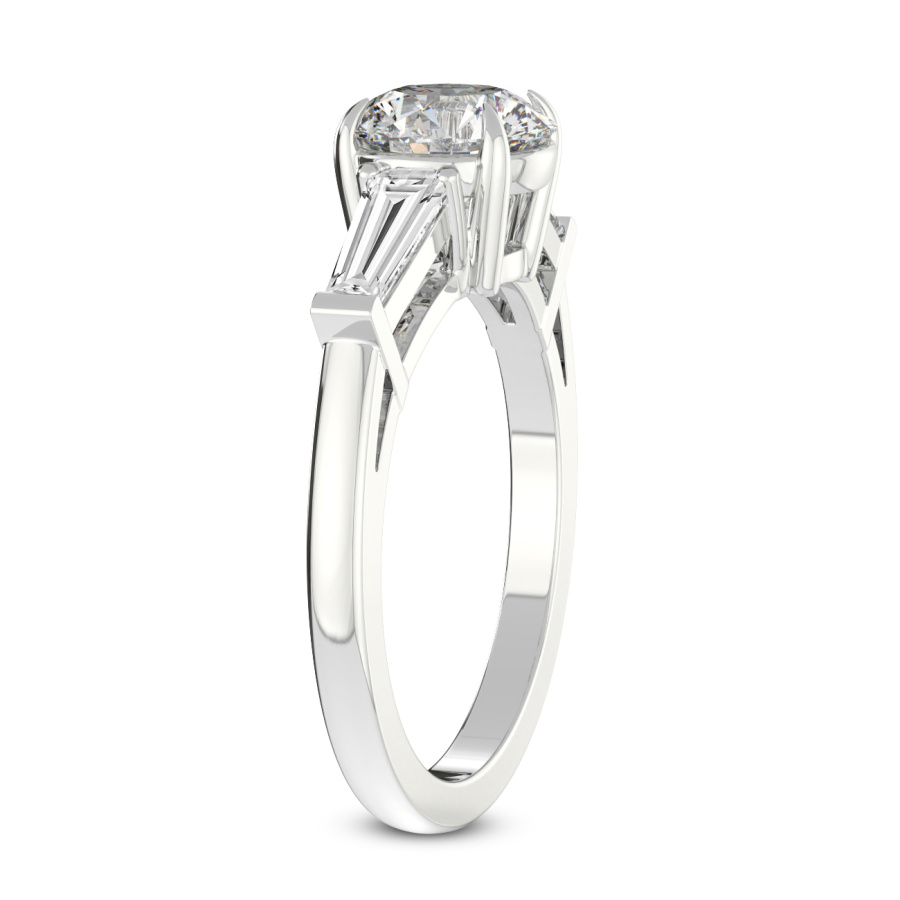 Platinum Madison Three Stone Side Baguette Lab Diamond Ring standing product image one