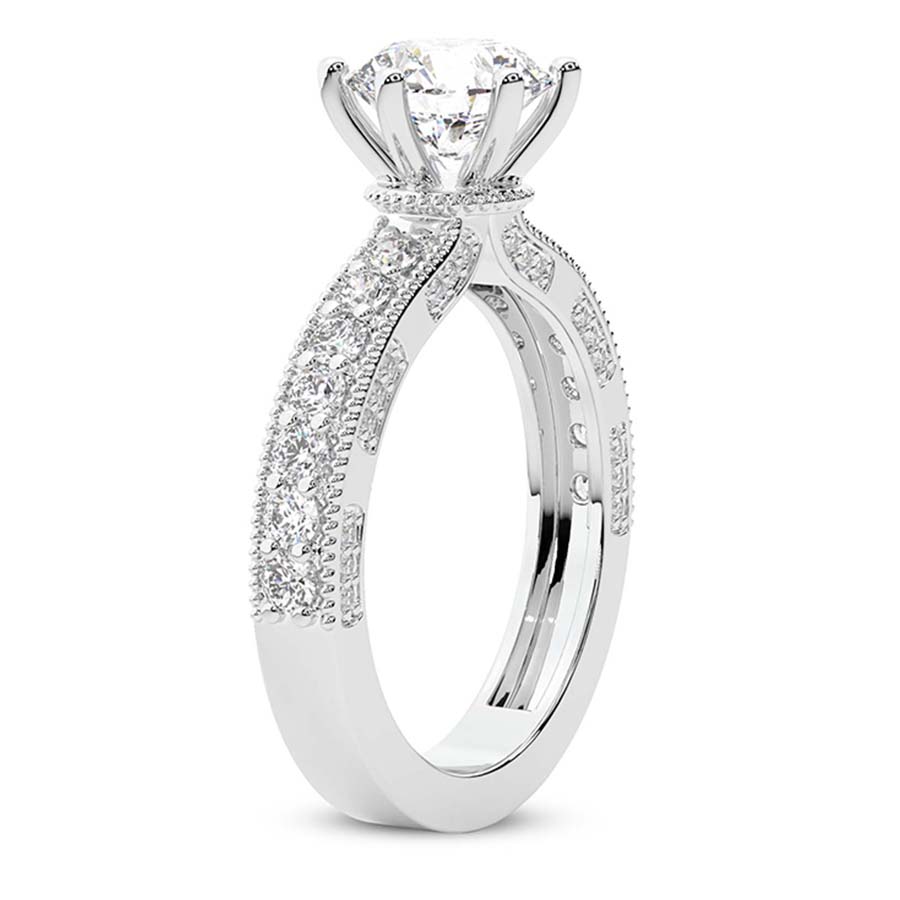 10kt White Gold Regalia Milgrain Lab Diamond Ring standing product image one