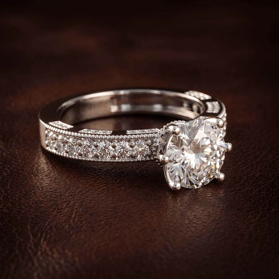 10kt White Gold Regalia Milgrain Lab Diamond Ring color product image two
