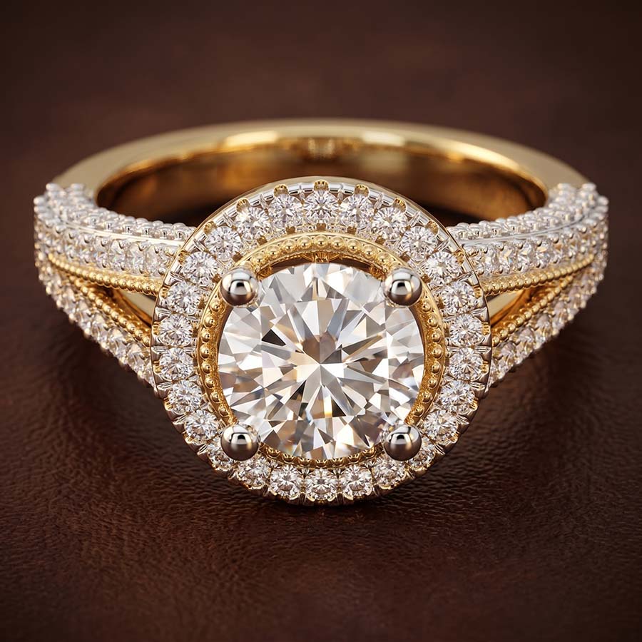 10kt White Gold Opulenté Antique Halo Lab Diamond Ring color product image one