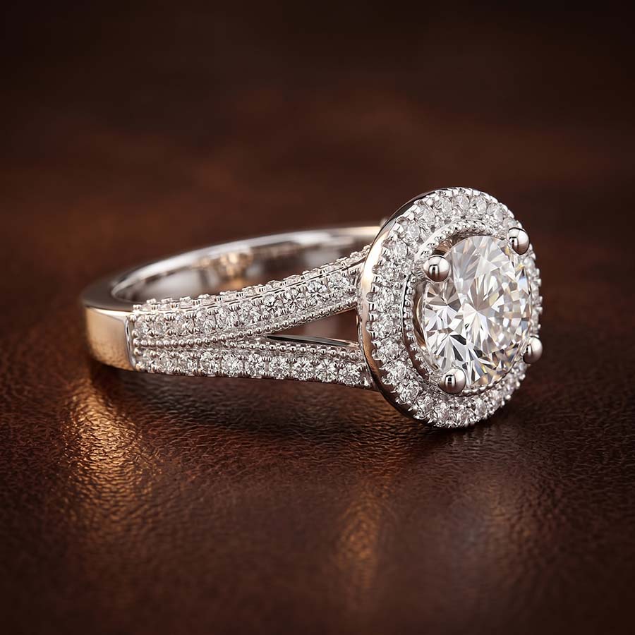 10kt White Gold Opulenté Antique Halo Lab Diamond Ring color product image two