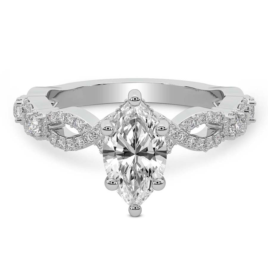 10kt White Gold Aristea Elite Milgrain Lab Diamond Ring front image