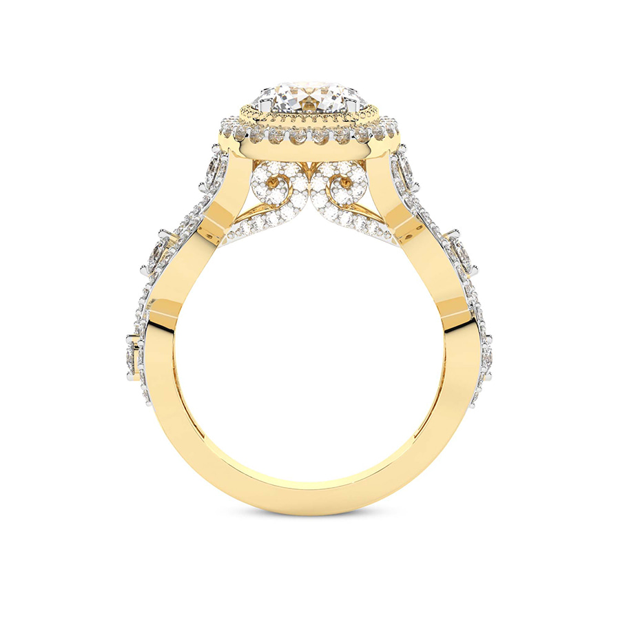 10kt Yellow Gold Prestigia Criss Cross Halo Lab Diamond Ring side right image one