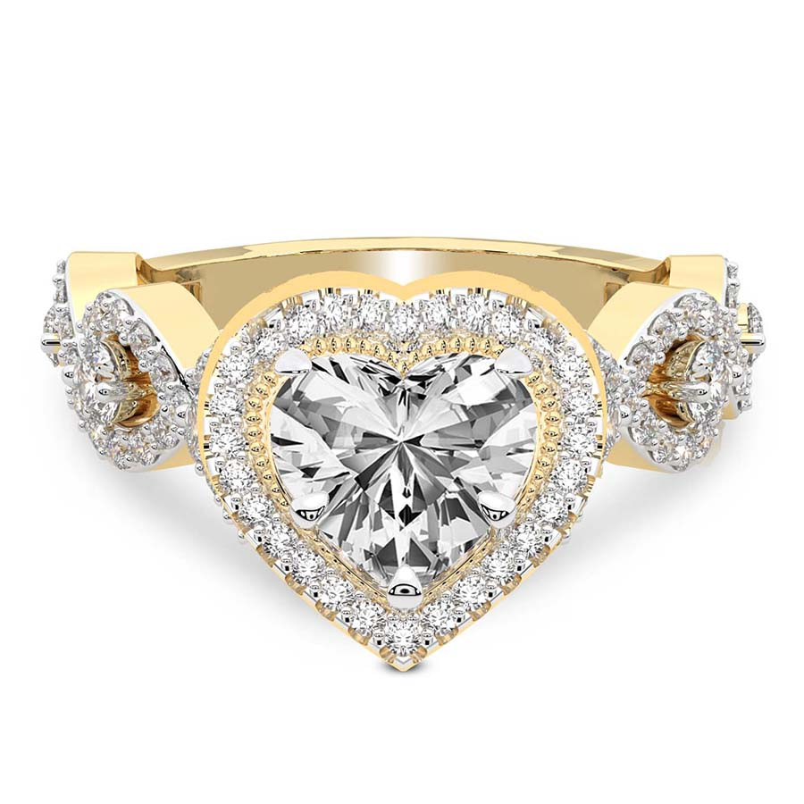 10kt Yellow Gold Prestigia Criss Cross Halo Lab Diamond Ring front image