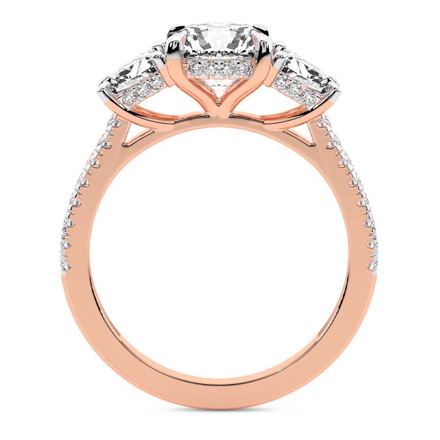 10kt Rose Gold Lavinia Three Stone Trapezoid Lab Diamond Ring side right image one