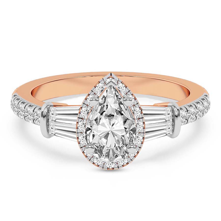 10kt Rose Gold Liora Cascade Halo Lab Diamond Ring front image