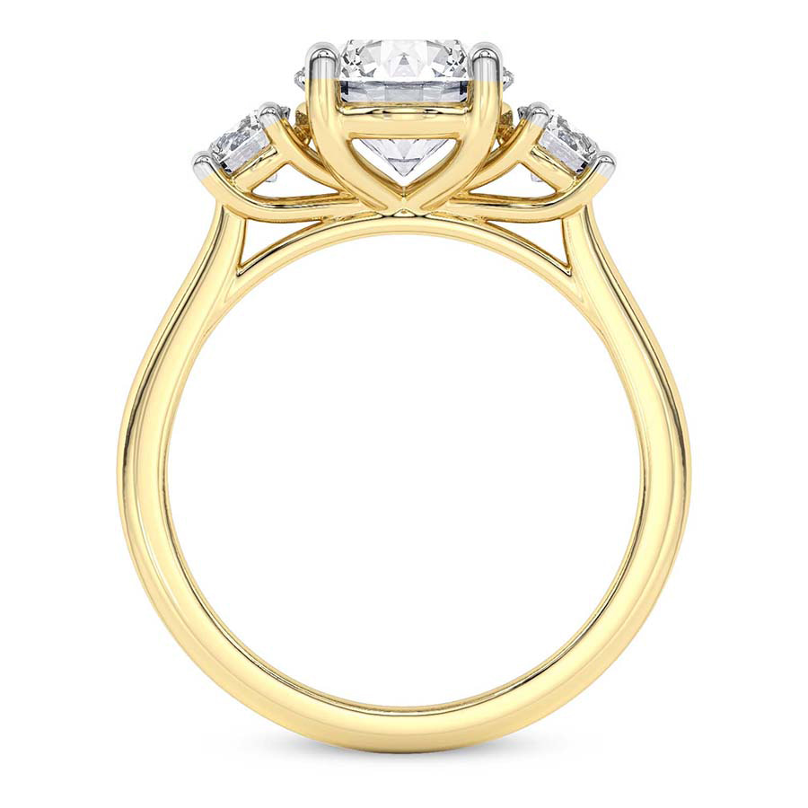 10kt Yellow Gold Evelina Round Three Stone Lab Diamond Ring side right image one