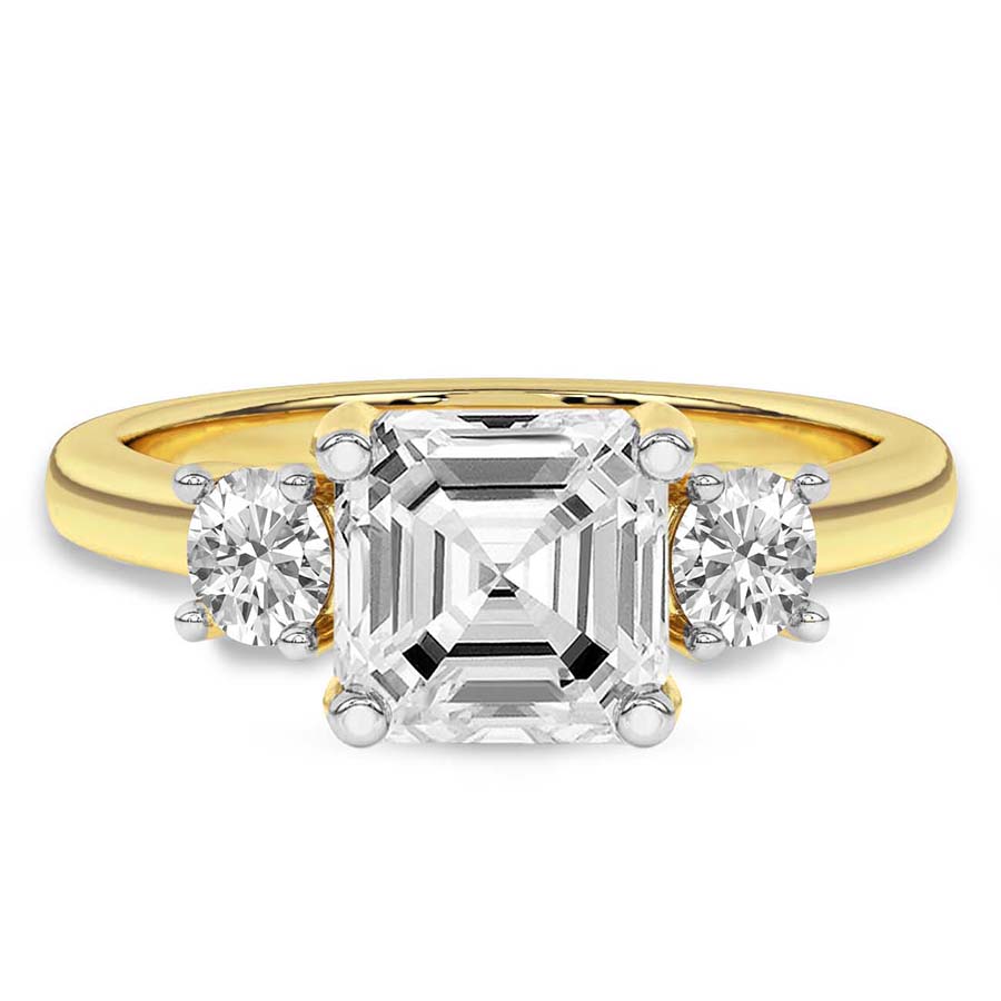 10kt Yellow Gold Evelina Round Three Stone Lab Diamond Ring front image