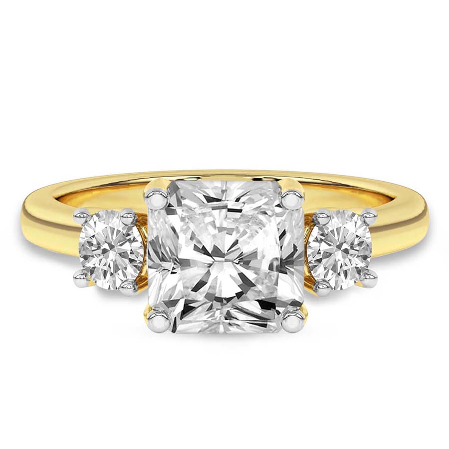 10kt Yellow Gold Evelina Round Three Stone Lab Diamond Ring front image