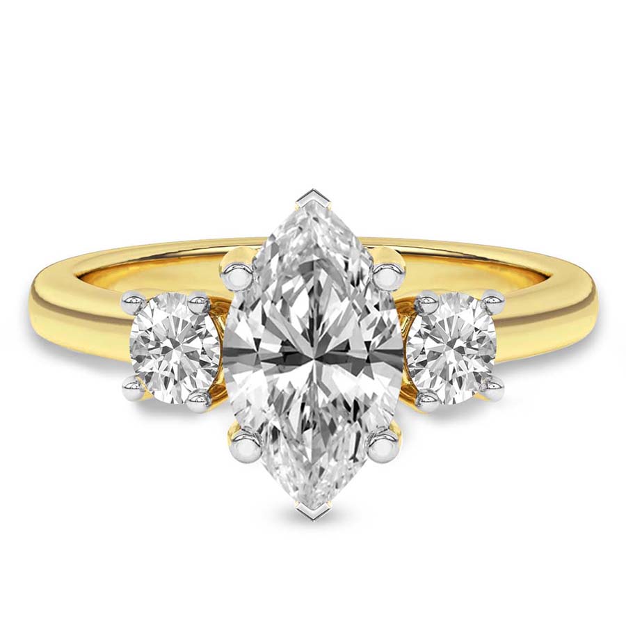 10kt Yellow Gold Evelina Round Three Stone Lab Diamond Ring front image