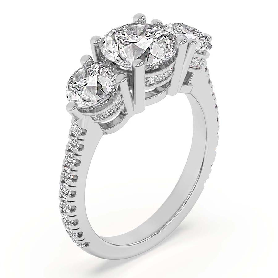 10kt White Gold Artemis Round Three Stone Lab Diamond Ring standing product image one