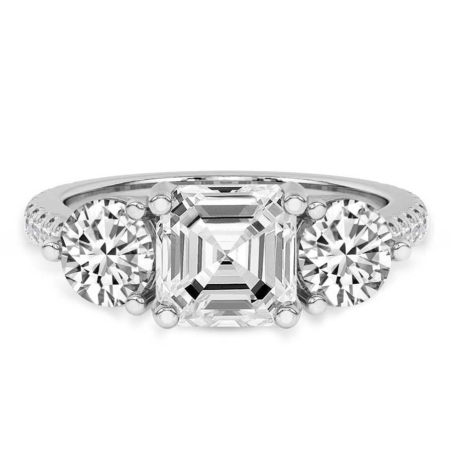 10kt White Gold Artemis Round Three Stone Lab Diamond Ring front image