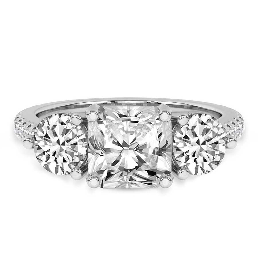 10kt White Gold Artemis Round Three Stone Lab Diamond Ring front image