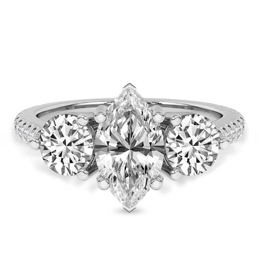 10kt White Gold Artemis Round Three Stone Lab Diamond Ring front image