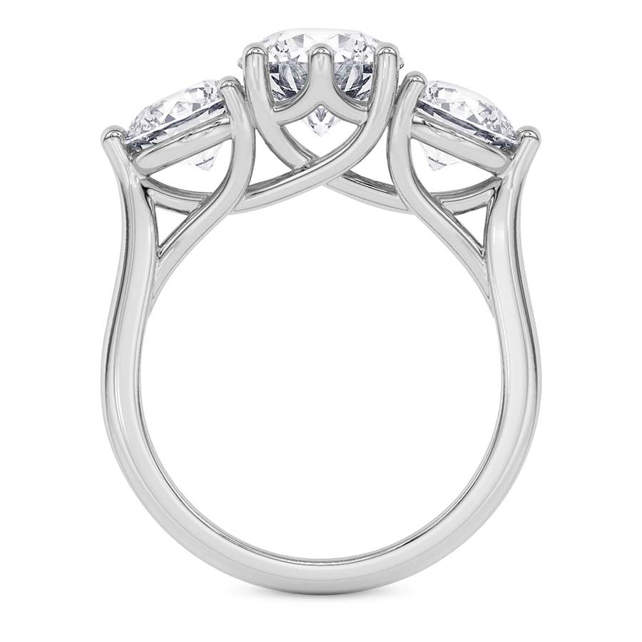 10kt White Gold Estella Round Three Stone Lab Diamond Ring side right image one