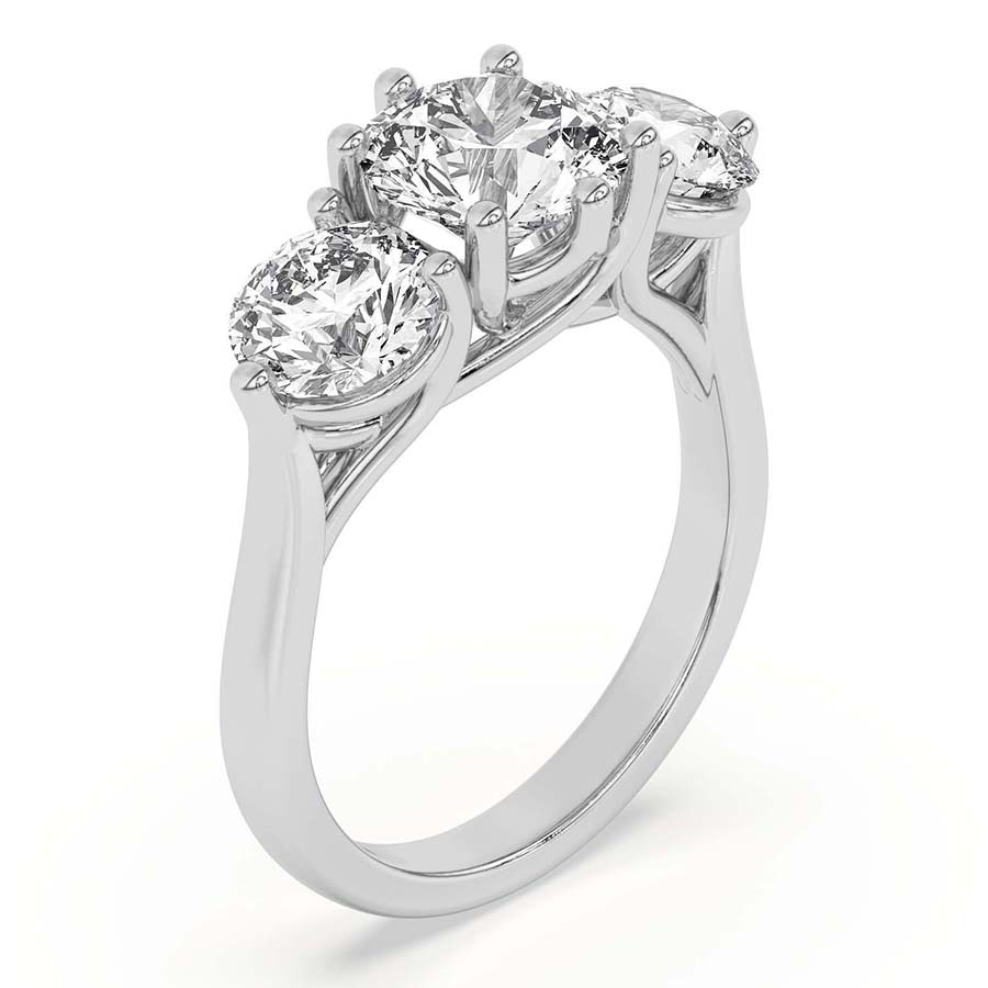 10kt White Gold Estella Round Three Stone Lab Diamond Ring standing product image one