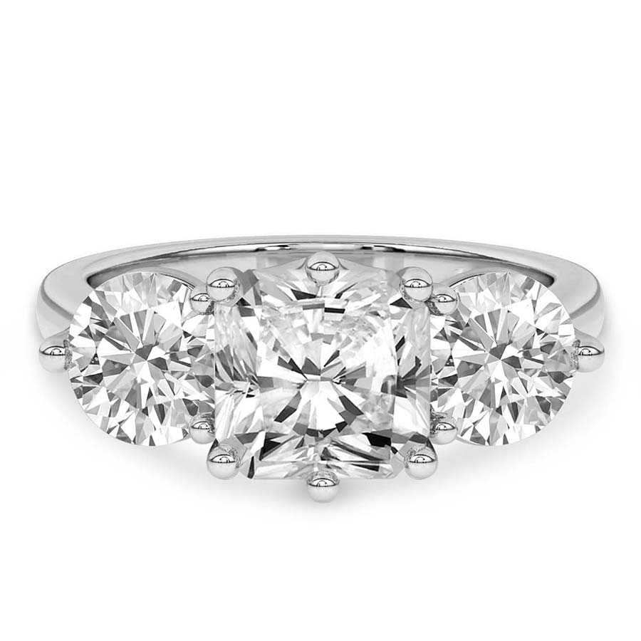 10kt White Gold Estella Round Three Stone Lab Diamond Ring front image