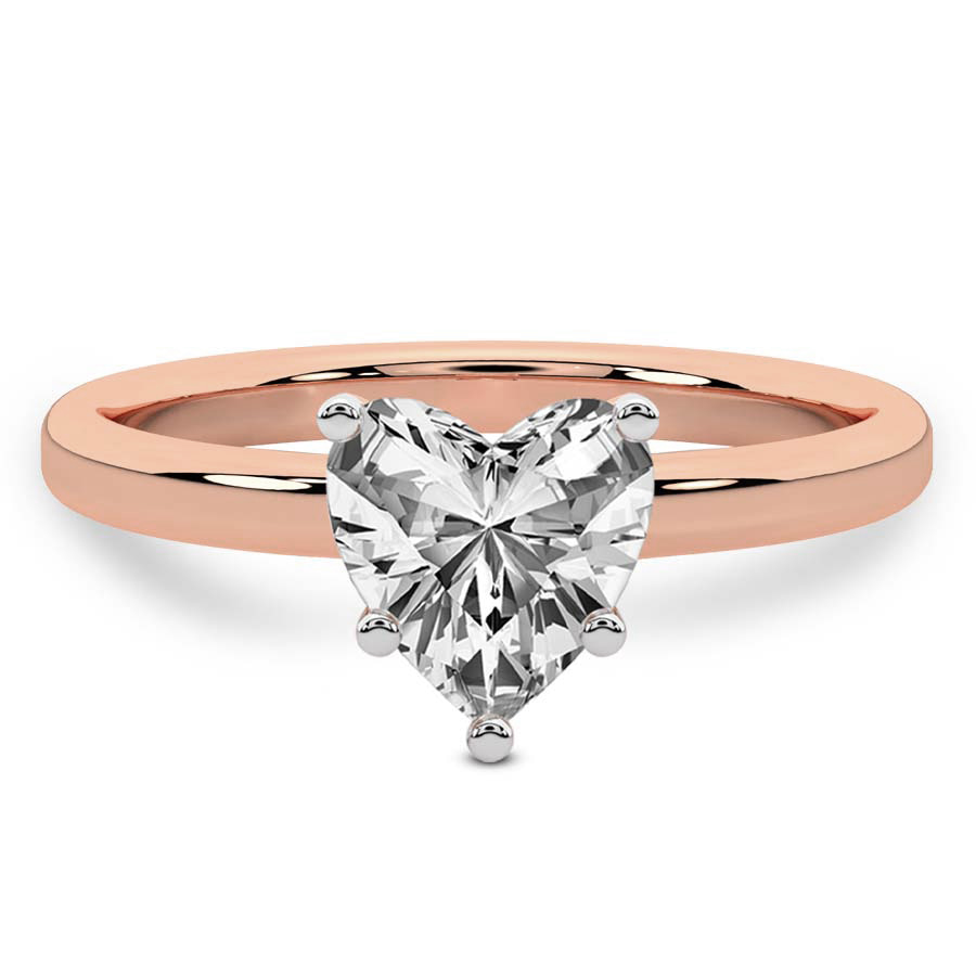 2.42 Ct. Heart Four Prong Ring In 14kt Rose Gold
