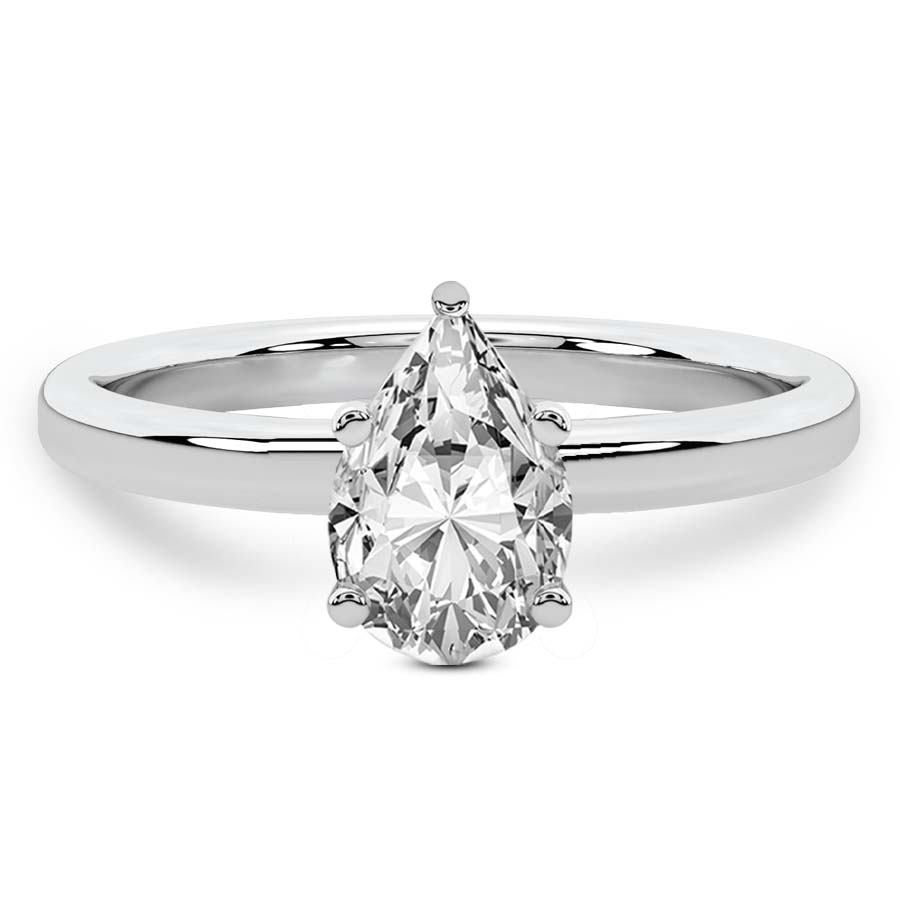 10kt White Gold Four Prong Solitaire 1.5mm Lab Diamond Ring front image