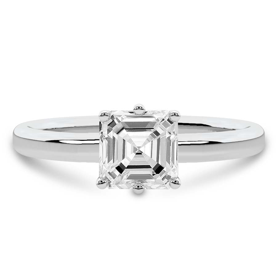 10kt White Gold Six Prong Solitaire 1.5mm Lab Diamond Ring front image