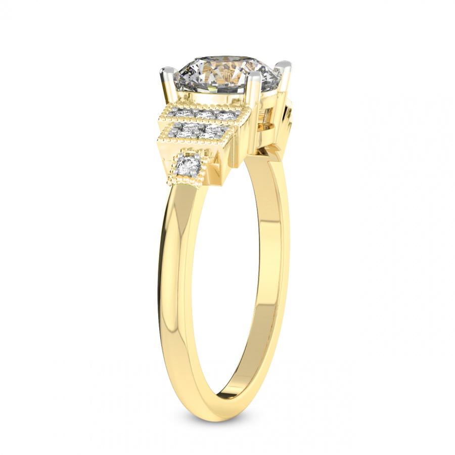 10kt Yellow Gold Joy Tapering Side Stone Lab Diamond Ring standing product image one