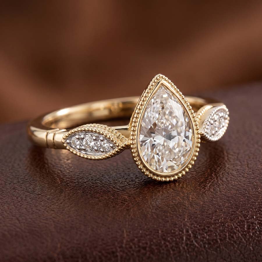 10kt Rose Gold Everly Vintage Bezel Lab Diamond Ring color product image one