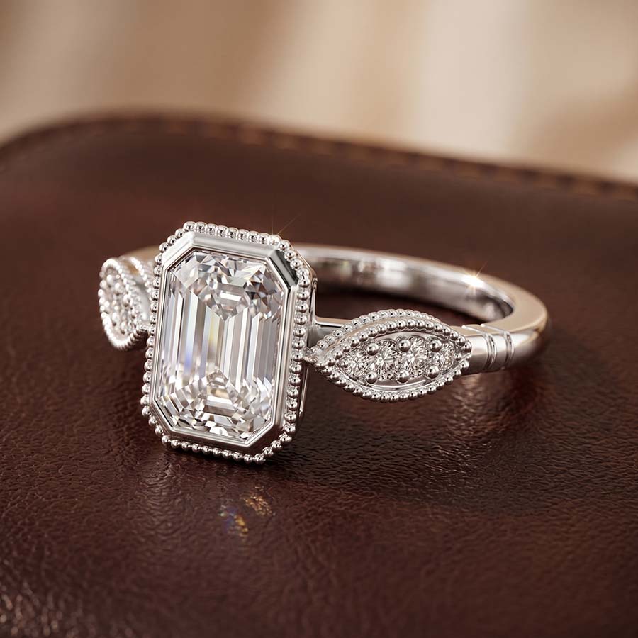 10kt Rose Gold Everly Vintage Bezel Lab Diamond Ring color product image two