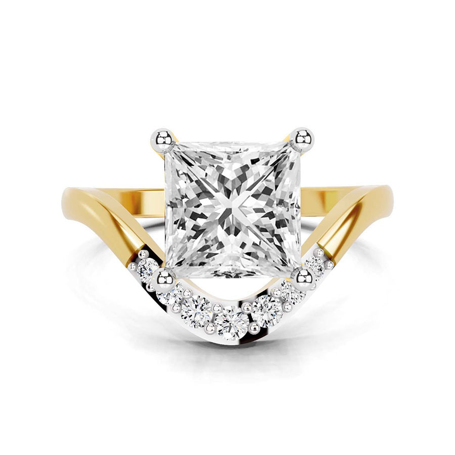 10kt Yellow Gold Curved Crest Lab Diamond Ring front image
