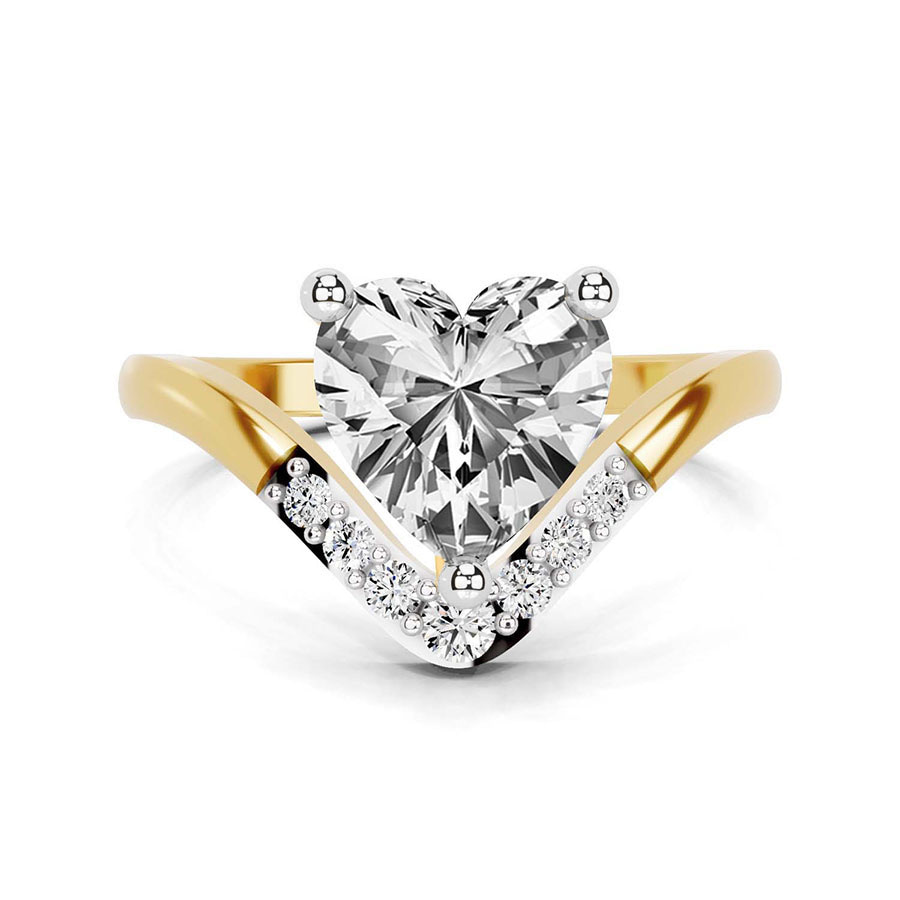 10kt Yellow Gold Curved Crest Lab Diamond Ring front image