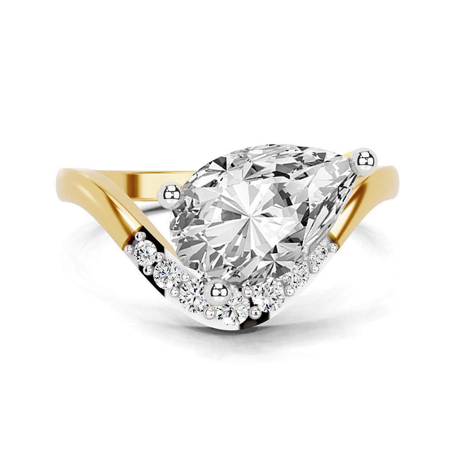 10kt Yellow Gold Curved Crest Lab Diamond Ring front image