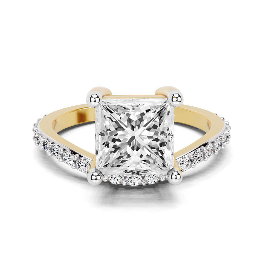 10kt Yellow Gold Pave Crest Lab Diamond Ring front image