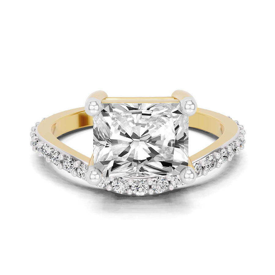 10kt Yellow Gold Pave Crest Lab Diamond Ring front image