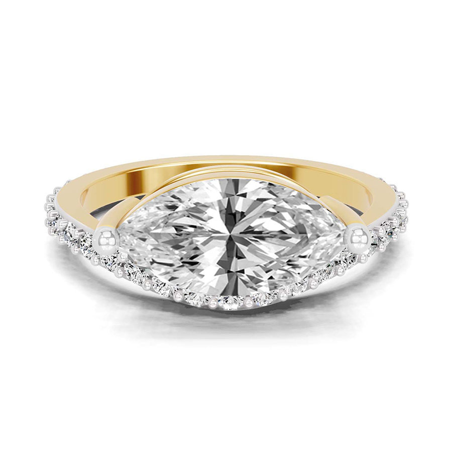 10kt Yellow Gold Pave Crest Lab Diamond Ring front image