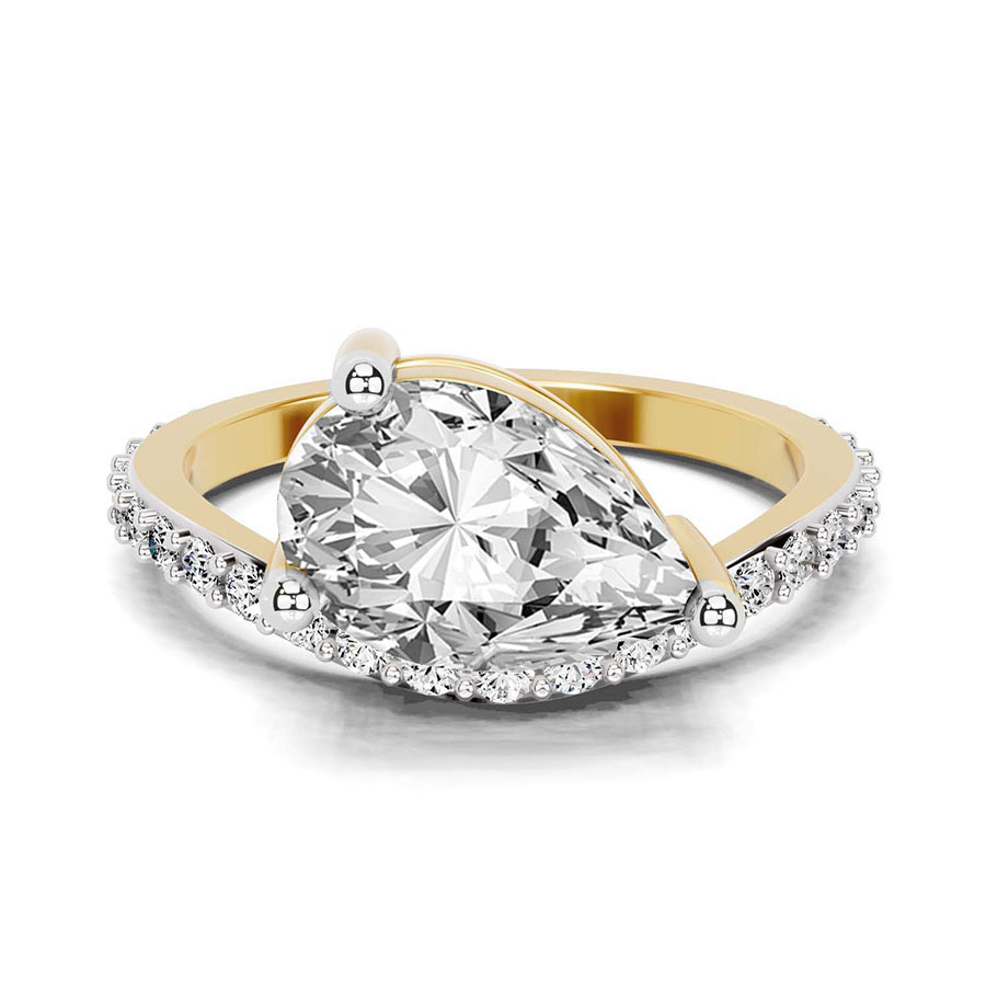 10kt Yellow Gold Pave Crest Lab Diamond Ring front image