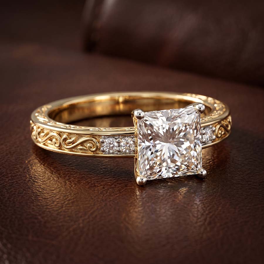 10kt White Gold Antique Allure Vintage Lab Diamond Ring color product image one