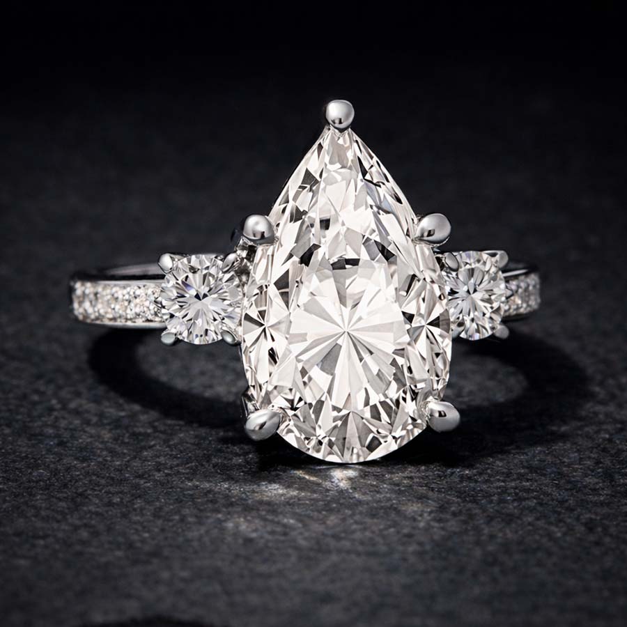 10kt White Gold Trilogy Three Stone Lab Diamond Ring color product image one